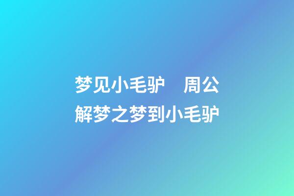 梦见小毛驴　周公解梦之梦到小毛驴